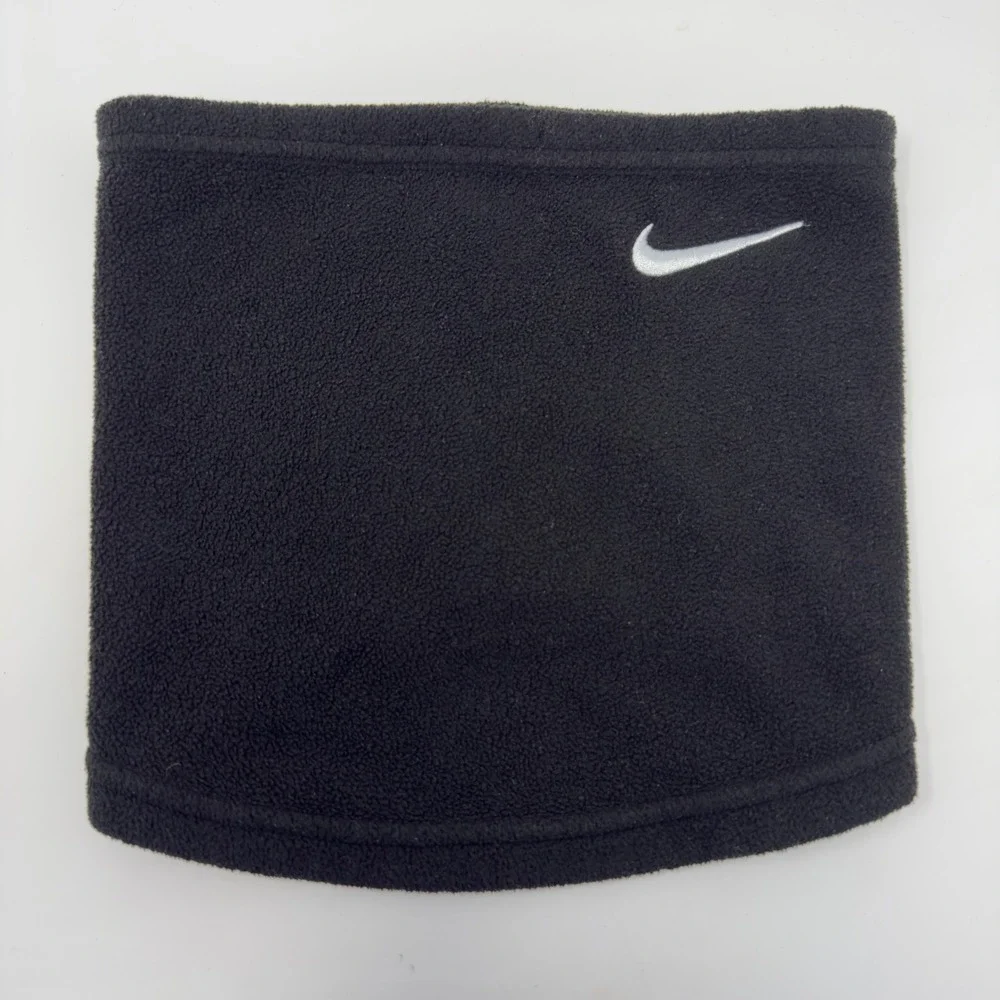 Nike‎ Fleece Neck Warmer Gaiter Black Silver Swoosh Logo Running Training OSFM